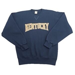 Vtg Sweatshirt Adult M Blue Gold 90s University Of Kentucky Wildcats USA Fabric